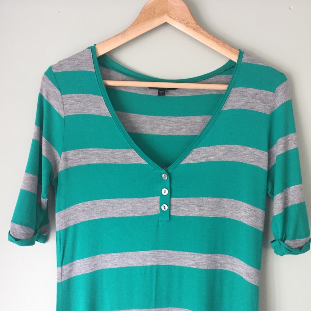 Felicity & Coco Green & Gray Striped T-Shirt Dress